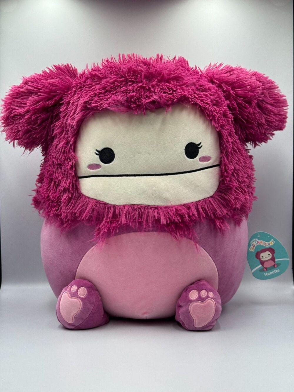 Squishmallows Original 16" Bigfoot Nanette Plush Pink Raspberry Fuschia NWT!